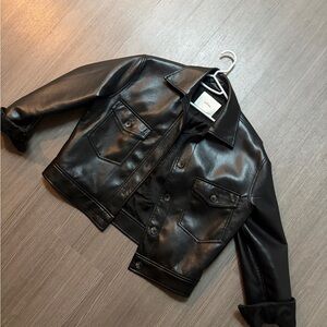 Wilfred “Little Cropped Jacket” in black faux leather